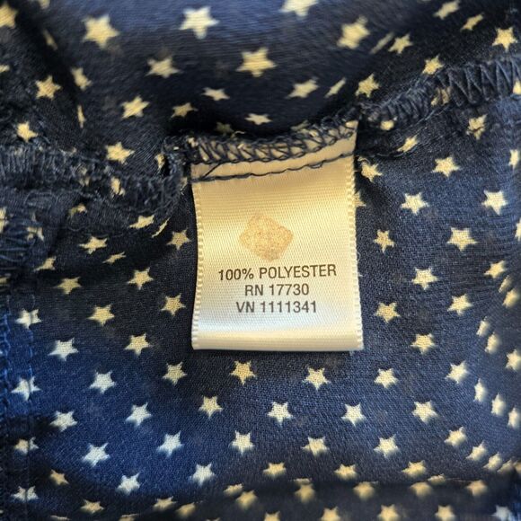 CONVERSE ONE STAR Navy Blue Patriotic Star Flowy Blouse V Neck Women Size M - Picture 6 of 6